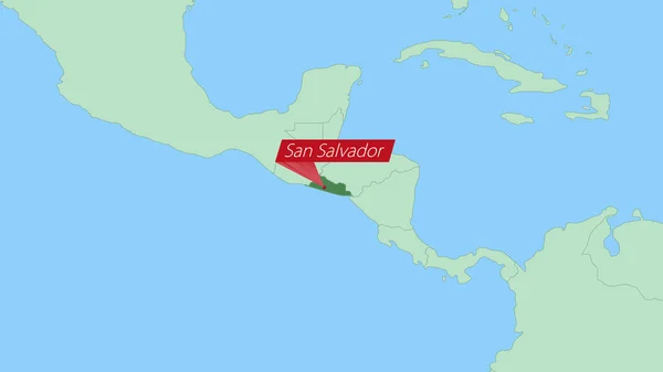 Map Salvador Pin Country Capital — Vector de stock