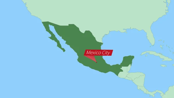 Map Mexico Pin Country Capital — Archivo Imágenes Vectoriales