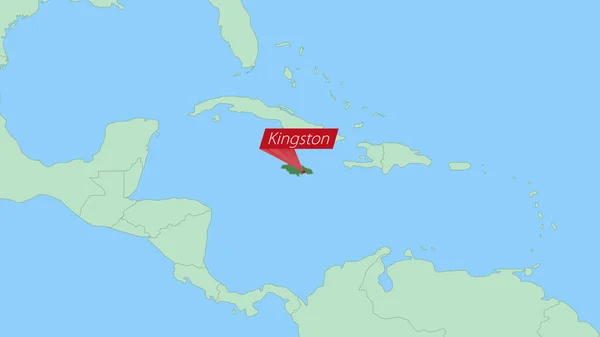 Map Jamaica Pin Country Capital — Wektor stockowy