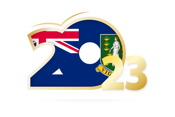 Anno 2023 Con Bandiera Delle Isole Vergini Britanniche — Vettoriale Stock