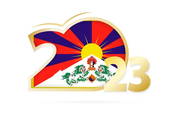Jahr 2023 Mit Tibet Flagge — Stockvektor