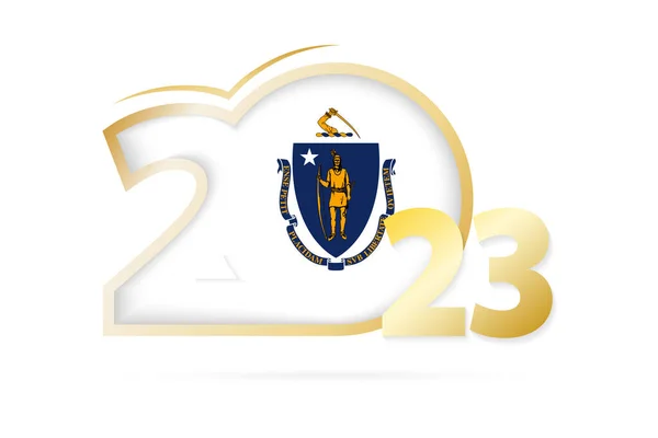 Year 2023 Massachusetts Flag Pattern — Διανυσματικό Αρχείο