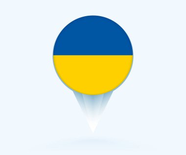 Map pointer with flag of Ukraine.