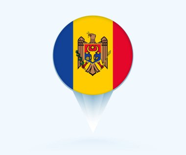 Map pointer with flag of Moldova.