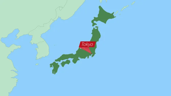 Map Japan Pin Country Capital — ストックベクタ