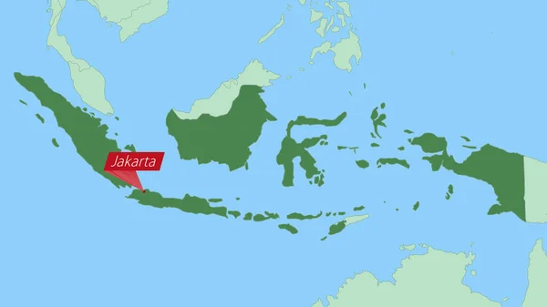 Map Indonesia Pin Country Capital — Stock vektor