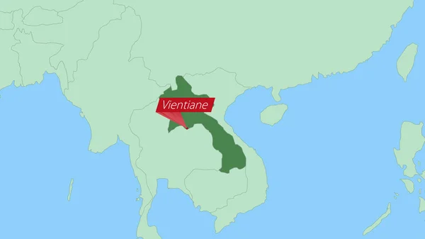 Map Laos Pin Country Capital — Stockový vektor