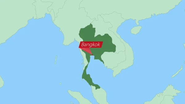 Map Thailand Pin Country Capital — Stock vektor
