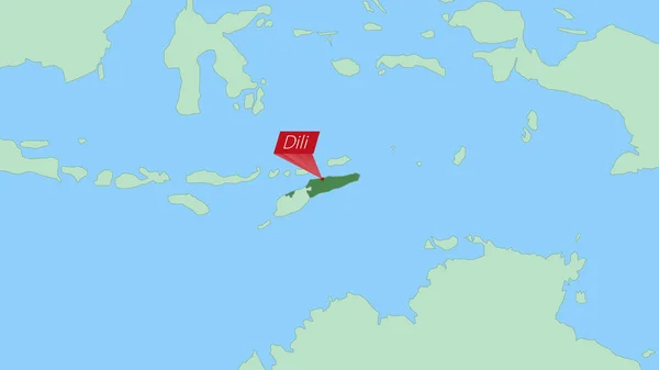 Map East Timor Pin Country Capital — Stockový vektor