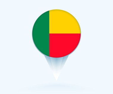 Map pointer with flag of Benin.