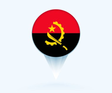 Map pointer with flag of Angola.