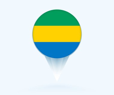 Map pointer with flag of Gabon.