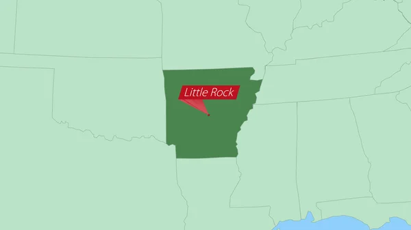 Map Arkansas Pin Country Capital — ストックベクタ
