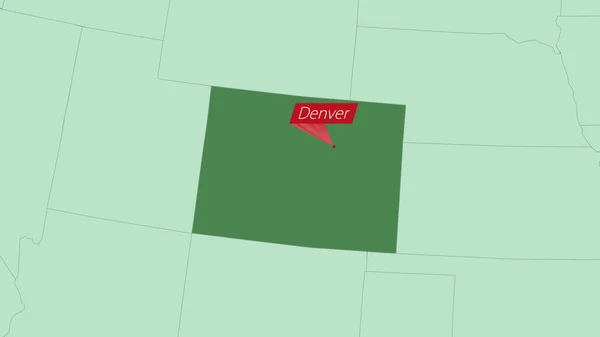 Map Colorado Pin Country Capital — 스톡 벡터