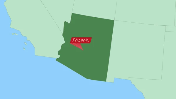 Map Arizona Pin Country Capital — Stock Vector