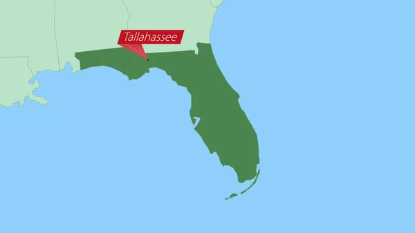 Map Florida Pin Country Capital — 图库矢量图片