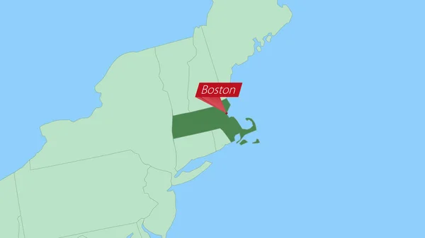 Map Massachusetts Pin Country Capital —  Vetores de Stock