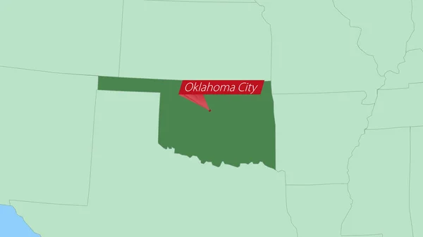 Map Oklahoma Pin Country Capital — Vetor de Stock