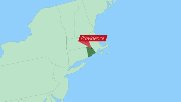 Map Rhode Island Pin Country Capital — Wektor stockowy