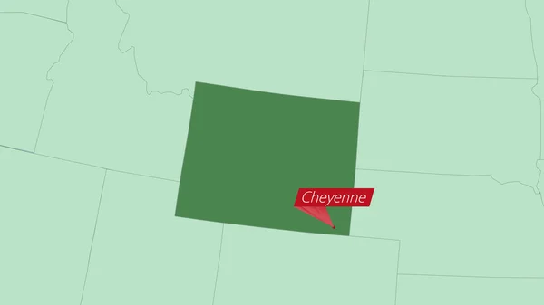 Map Wyoming Pin Country Capital — ストックベクタ