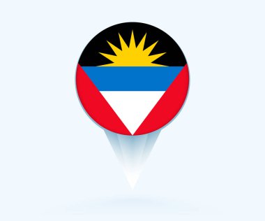 Map pointer with flag of Antigua and Barbuda.