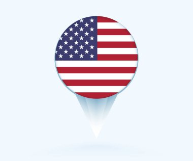 Map pointer with flag of USA.