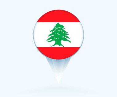 Map pointer with flag of Lebanon.