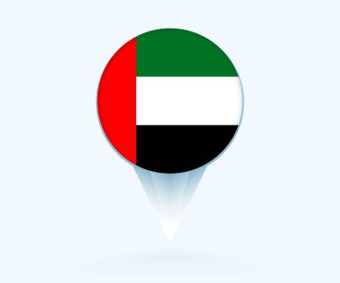 Map pointer with flag of United Arab Emirates.