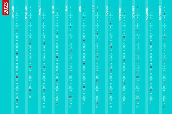 2023 Vertical Calendar Selected Sundays — Vettoriale Stock