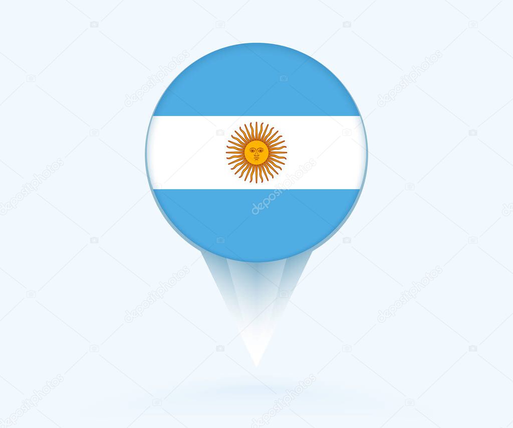 Map pointer with flag of Argentina.