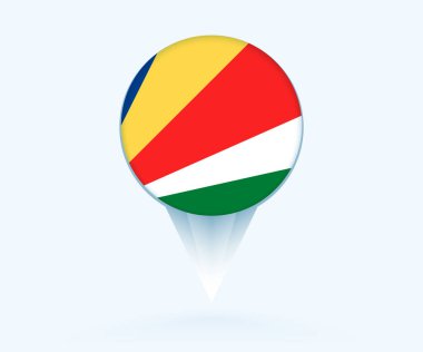 Map pointer with flag of Seychelles.