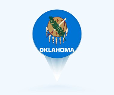 Map pointer with flag of Oklahoma.
