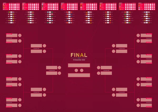 Football 2022 Match Schedule Vector Match Schedule World Tournament All — ストックベクタ