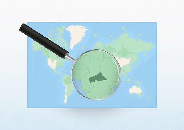 Map World Magnifying Glass Aimed Central African Republic Searching Central — Vector de stock