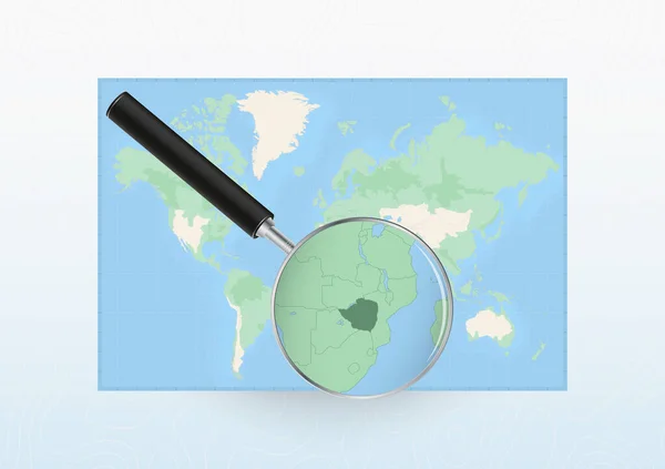 Map World Magnifying Glass Aimed Zimbabwe Searching Zimbabwe Loupe — ストックベクタ