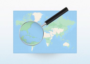 Bahamalar 'a yönelik bir büyüteçle Dünya Haritası, Loupe ile Bahamalar' ı arıyor..