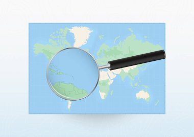 Antigua ve Barbuda 'yı hedef alan bir büyüteçle Antigua ve Barbuda' nın haritası..