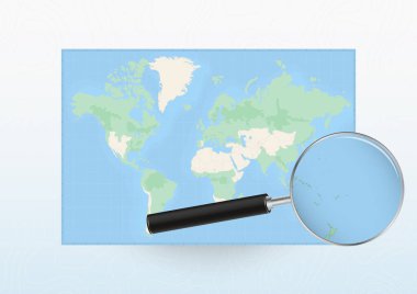 Samoa 'yı hedef alan bir büyüteçle Dünya Haritası, Loupe ile Samoa' yı arıyor..