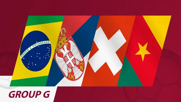 Bandeiras Grupo Torneio Internacional Futebol 2022 Bandeiras Abstratas Brasil Sérvia — Vetor de Stock