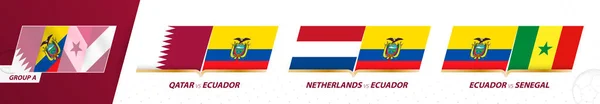 Ecuador Labdarúgó Csapat Játékok Csoport Nemzetközi Labdarúgó Bajnokság 2022 — Stock Vector