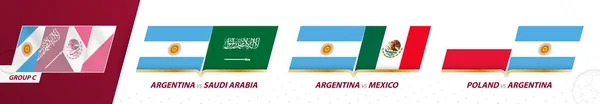 Argentina Football Team Games Group International Football Tournament 2022 — Stock Vector