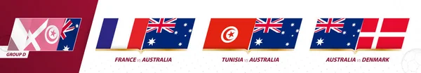 Austrálie Fotbalové Týmové Zápasy Skupině Mezinárodního Fotbalového Turnaje 2022 — Stockový vektor