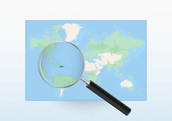 Map World Magnifying Glass Aimed Dominican Republic Searching Dominican Republic — Stock Vector