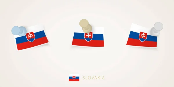 被钉的斯洛伐克国旗 形状不同 有扭曲的角 矢量推杆顶部视图 — 图库矢量图片