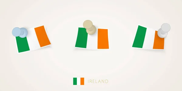Fast Flagga Irland Olika Former Med Vridna Hörn Vektor Skjutstift — Stock vektor