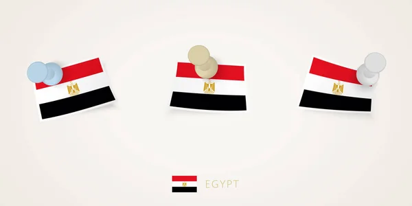 ツイストコーナーで異なる形状のエジプトのピン留めフラグ ベクトルプッシュピンのトップビュー — ストックベクタ