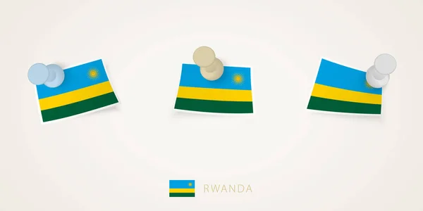 Pinned Flagga Rwanda Olika Former Med Vridna Hörn Vektor Skjutstift — Stock vektor