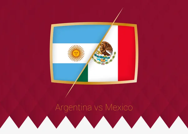 Argentina México Icono Fase Grupo Competición Fútbol Sobre Fondo Borgoña — Vector de stock