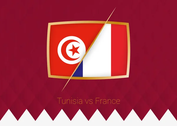 Tunisia France Group Stage Icon Football Competition Burgundy Background — 스톡 벡터