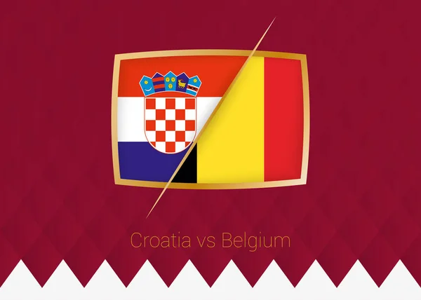 Croatie Belgique Icône Compétition Football Phase Groupe Sur Fond Bordeaux — Image vectorielle
